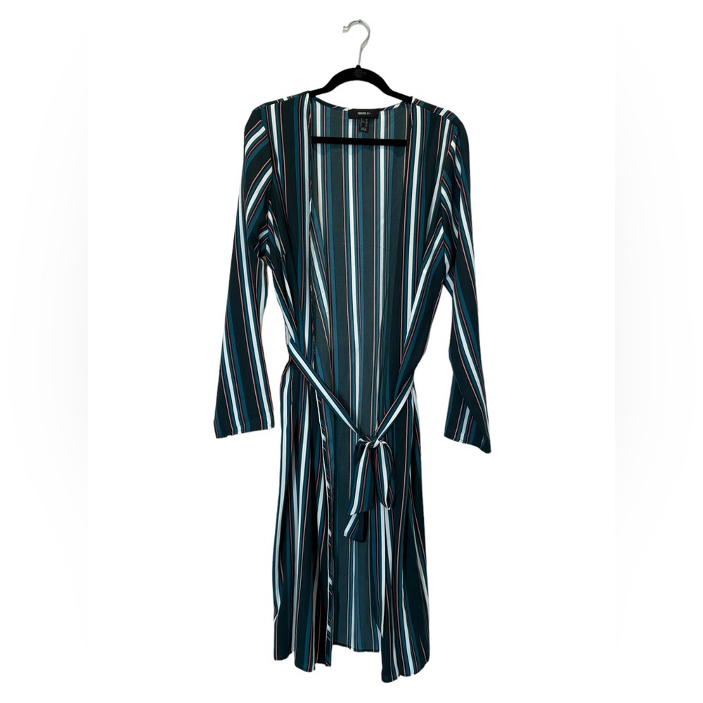 Forever 21 Plus - Green Stripped Cover up kimono robe size 2x